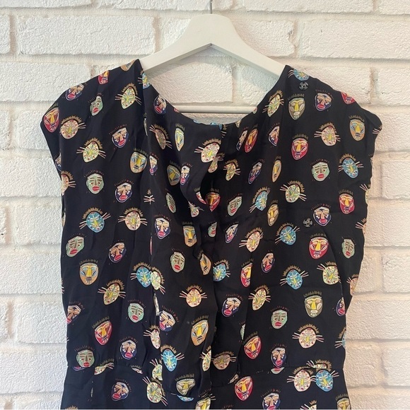 Bimba y Lola Colorful Black Mask Dress Women’s Size XS Extra Small - Picture 3 of 12